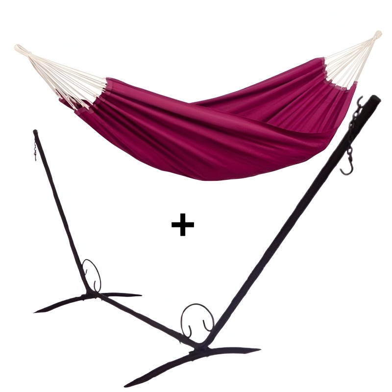 Support fer forgé avec hamac double Brésil violet