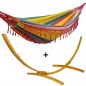 Ensemble support bois avec son hamac simple frange été