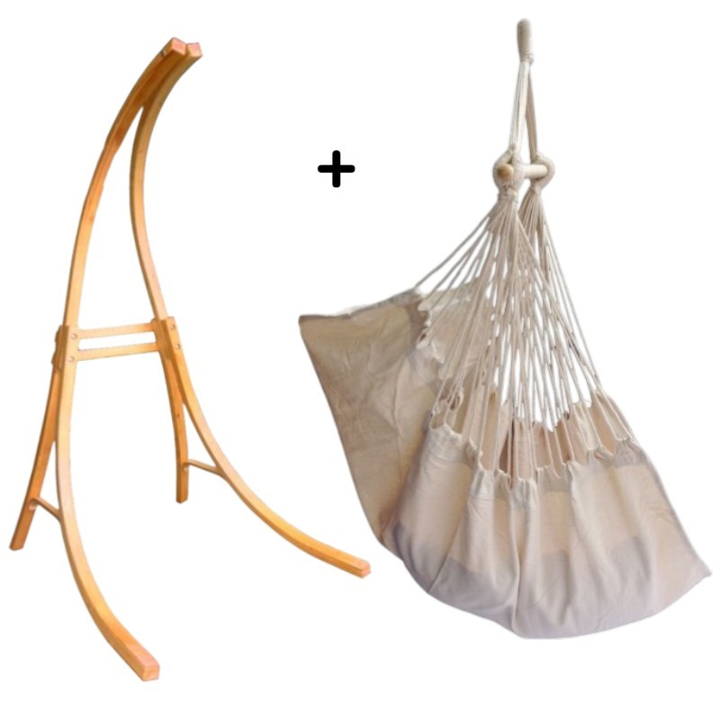 Support bois avec un fauteuil suspendu Andalousie