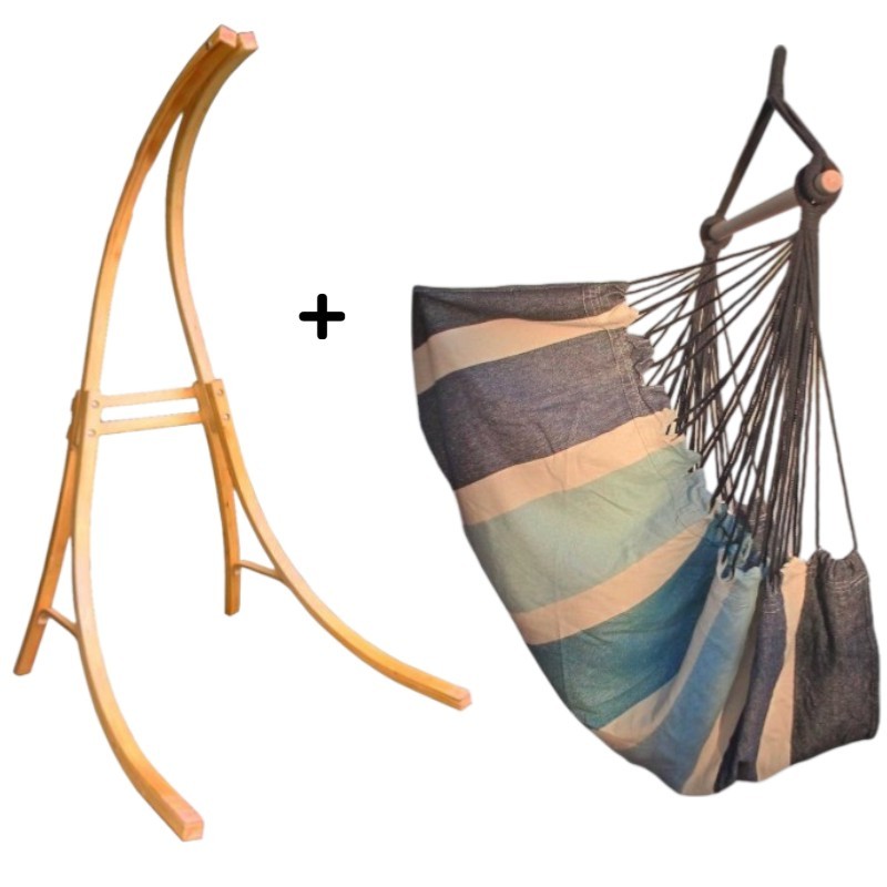 Chaise suspendu Saint Malo et son support bois