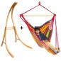 Support bois avec hamac chaise géant Martinique rouge
