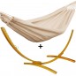 Hamac simple écru avec son pied en bois de mélèze Hamac simple écru avec son pied en bois de mélèze