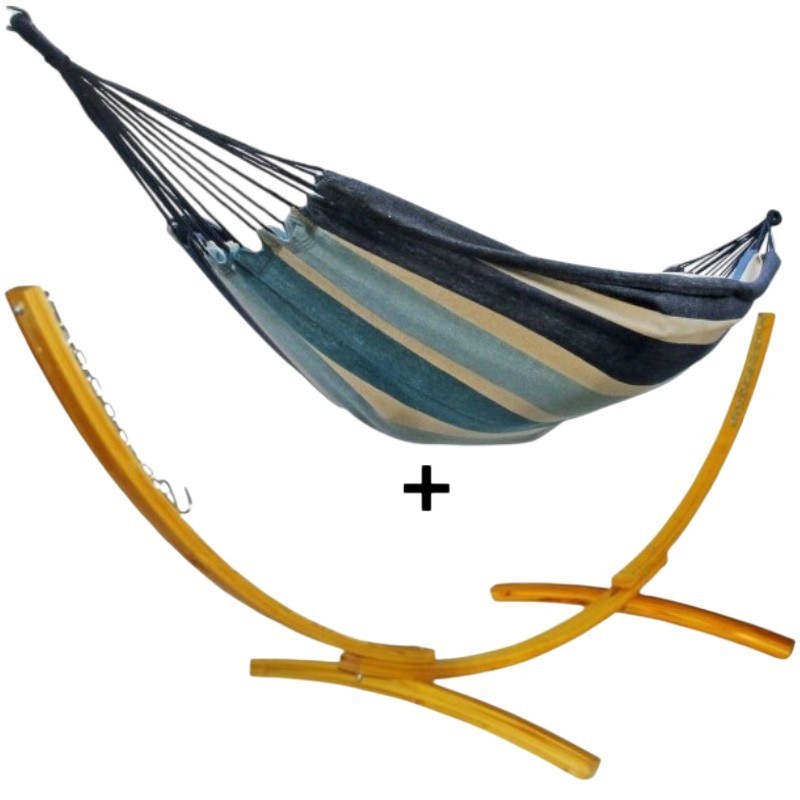Hamac simple Saint Malo avec son pied en bois de mélèze Hamac simple Saint Malo avec son pied en bois de mélèze