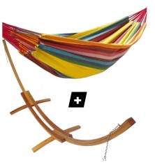 Hamac simple Liverpool sur support double en bois