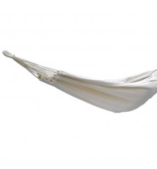 Hamac simple écru sur support double en bois