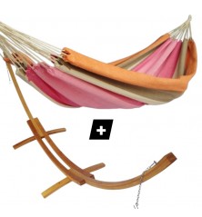 Hamac simple Cancun sur support double en bois