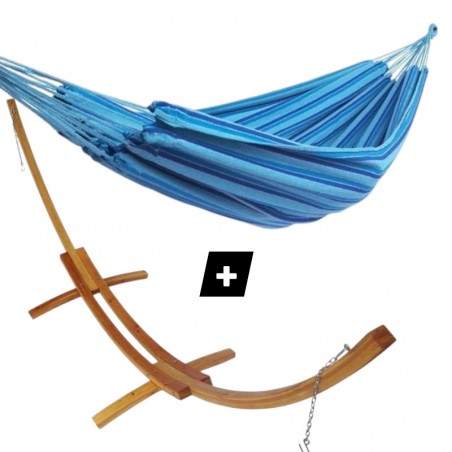 Hamac simple océan sur support double en bois