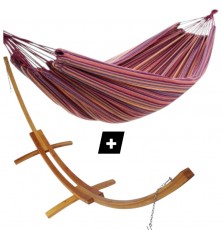 Hamac simple Monaco sur support double en bois