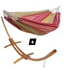Hamac simple Jaune Madrid sur support double en bois