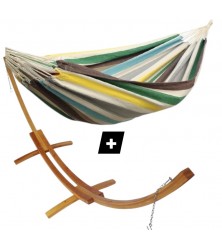Hamac simple Eymet sur support double en bois