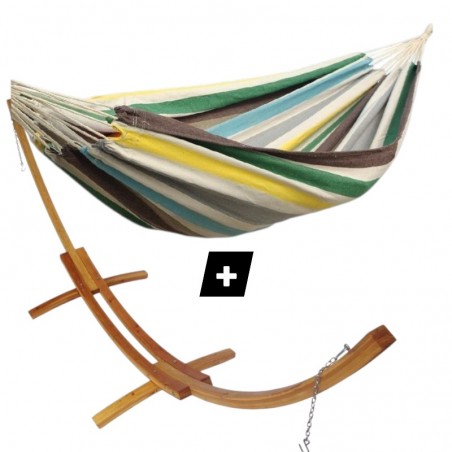 Hamac simple Eymet sur support double en bois