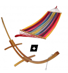 Hamac à barre Guadeloupe Bouillante avec support double en bois