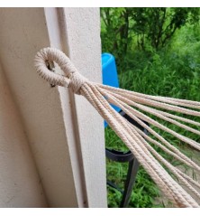 Hamac franges Leucate avec support double en bois