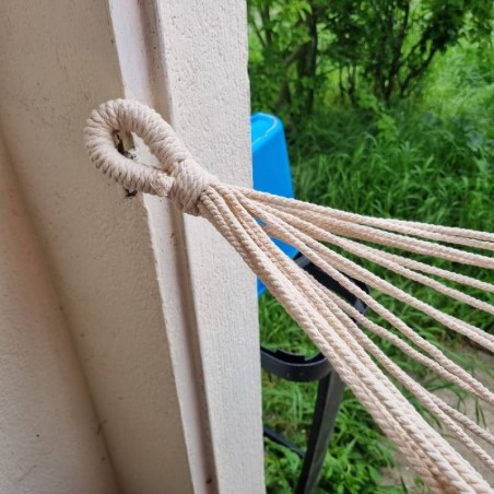 Hamac franges Leucate avec support double en bois
