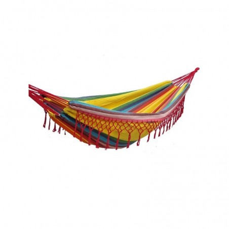 Hamac frange été avec support double en bois