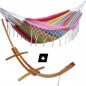 Hamac frange New Delhi avec support double en bois Hamac frange New Delhi avec support double en bois