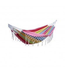 Hamac frange New Delhi avec support double en bois