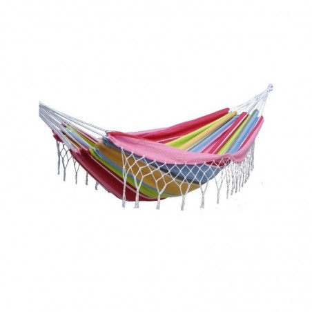 Hamac frange New Delhi avec support double en bois