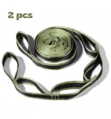 Sangles d'accroche noires et vertes pour hamac