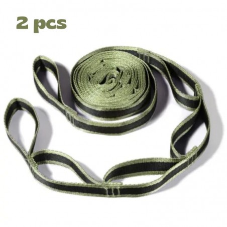 Sangles d'accroche noires et vertes pour hamac