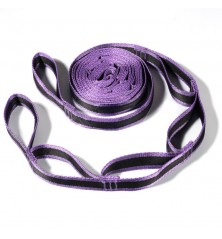 Sangles d'accroche noire avec bordure violette pour hamac