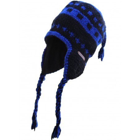Bonnet népalais en laine de l’Himalaya bleu