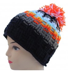 Bonnet népalais ski à pompon orange