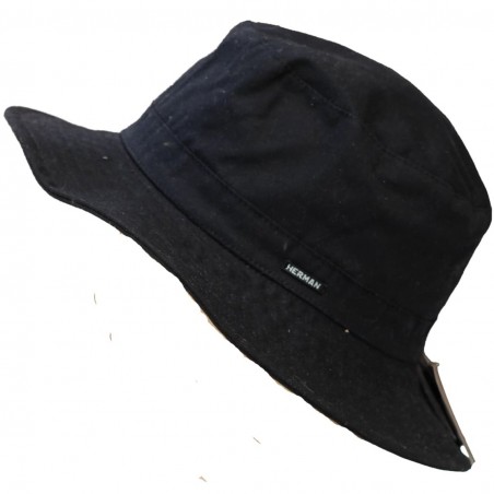Chapeau de pluie en toile cirée Herman noir