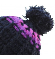 Bonnet népalais à pompon violet