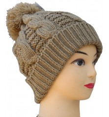 Bonnet ski à pompons doux et chaud