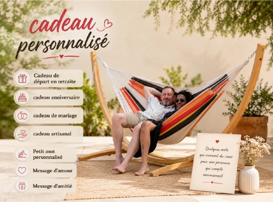 Un cadeau hamac unique : accompagnez votre hamac d'un message personnalisé